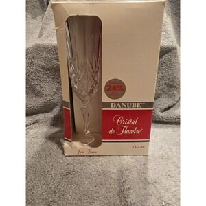 Vintage Danube Crystal Flutes Set Of 4 France 5.5 Oz